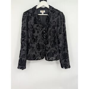 Vintage Talbots Petites Womens 10 Black Velvet Burnout Goth Victorian Whimsigoth